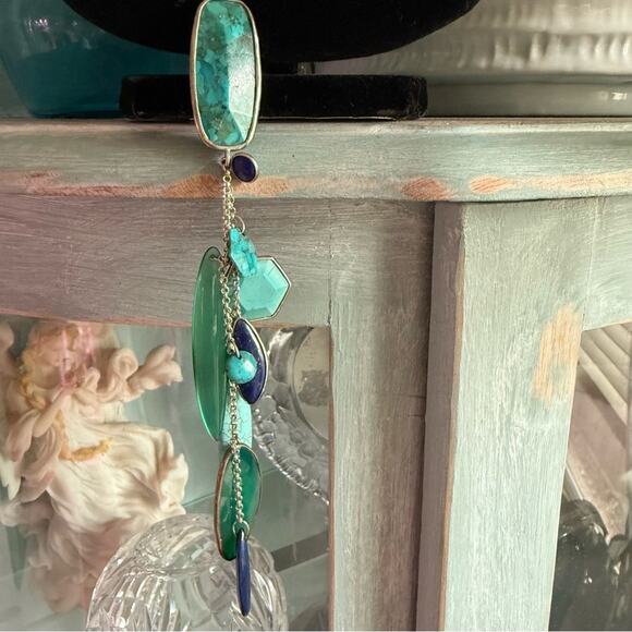 Silpada Go Geo 925 Sterling Silver Agate Lapis Necklace - Picture 9 of 10